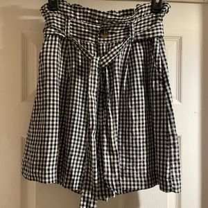 High waisted gingham shorts